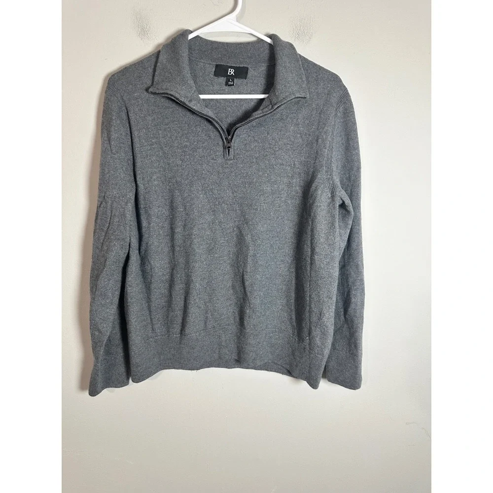 Banana Republic Mens Italian Merino Half-Zip Sweater Gray Wool S/503335-00 L